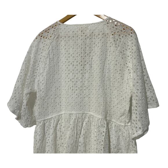ELAN INTERNATIONAL WOMENS XLARGE 3/4 SLEEVE LINED EYELET MINI DRESS WHITE - Picture 8 of 14
